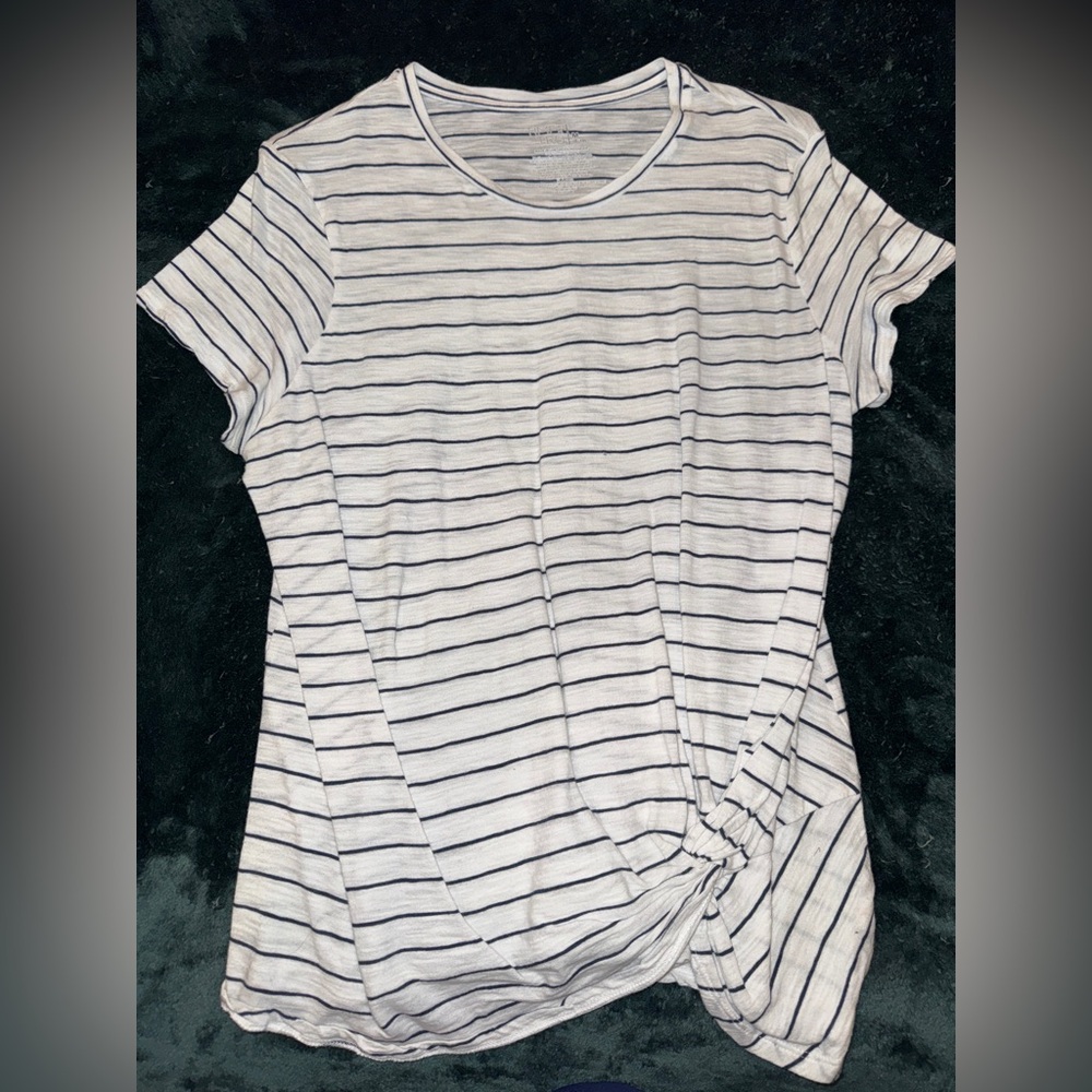 Striped Short Sleeve Tee | Soft White & Navy Everyday T-Shirt
